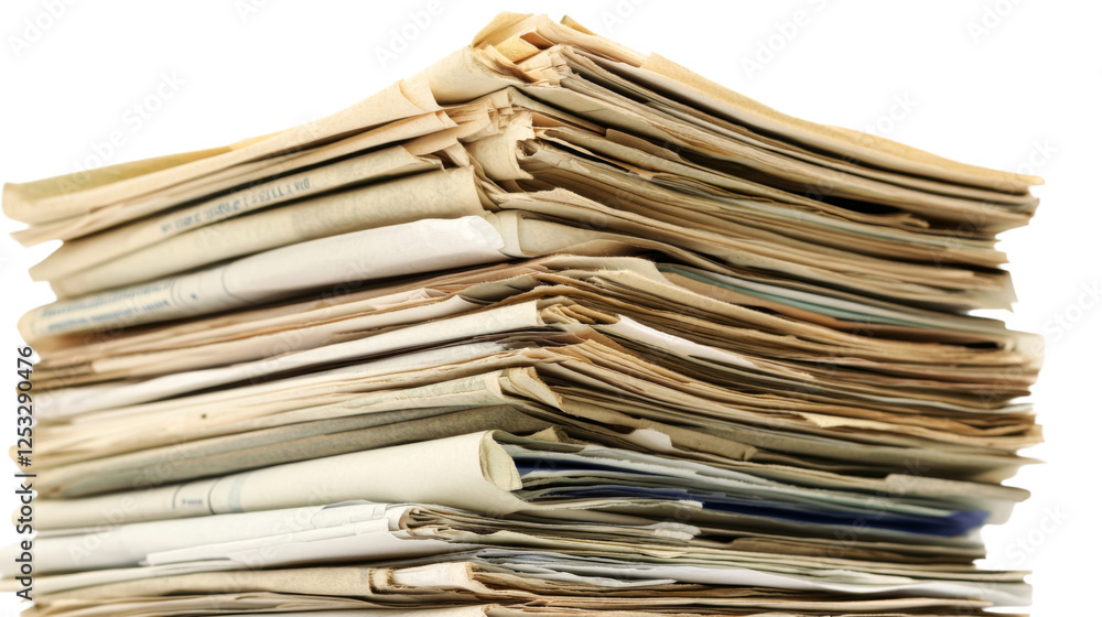 Stack of old newspapers on transparent background Stack of old newspapers on transparent background