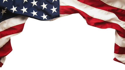 Waving american flag with transparent background