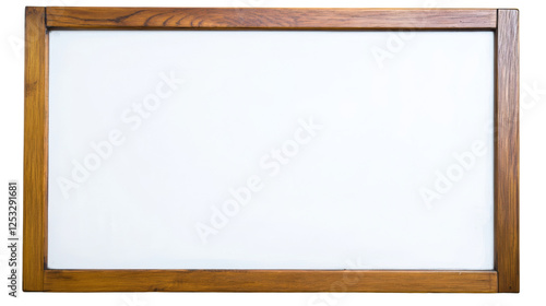 Empty whiteboard with wooden frame on transparent background for easy editing