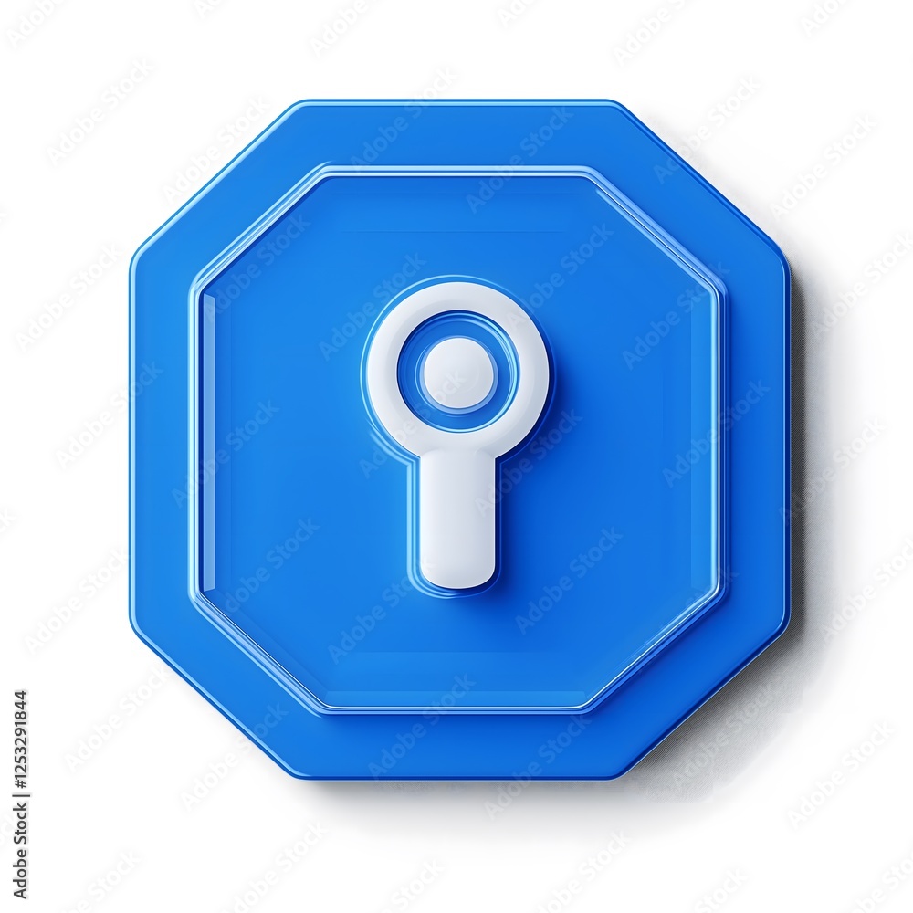 Professional Security Key Access Icon Decal for Protection and Privacy Systems, Blue Octagonal Technology Design Sticker for Digital Safety and Authentication Areas Professional Security Key Access Icon Decal for Protection and Privacy Systems, Blue Octagonal Technology Design Sticker for Digital Safety and Authentication Areas