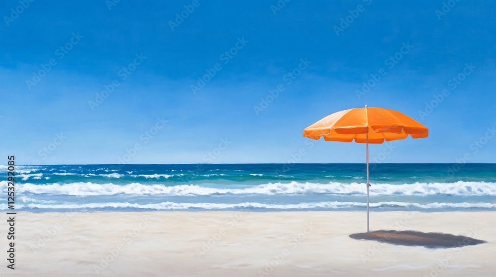 Orange beach umbrella sunny day Orange beach umbrella sunny day