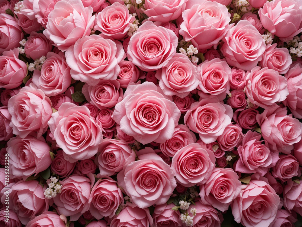 A stunning floral background featuring delicate pink roses and peonies in soft pastel hues. Perfect for romantic designs, wedding invitations, and elegant decorative projects.