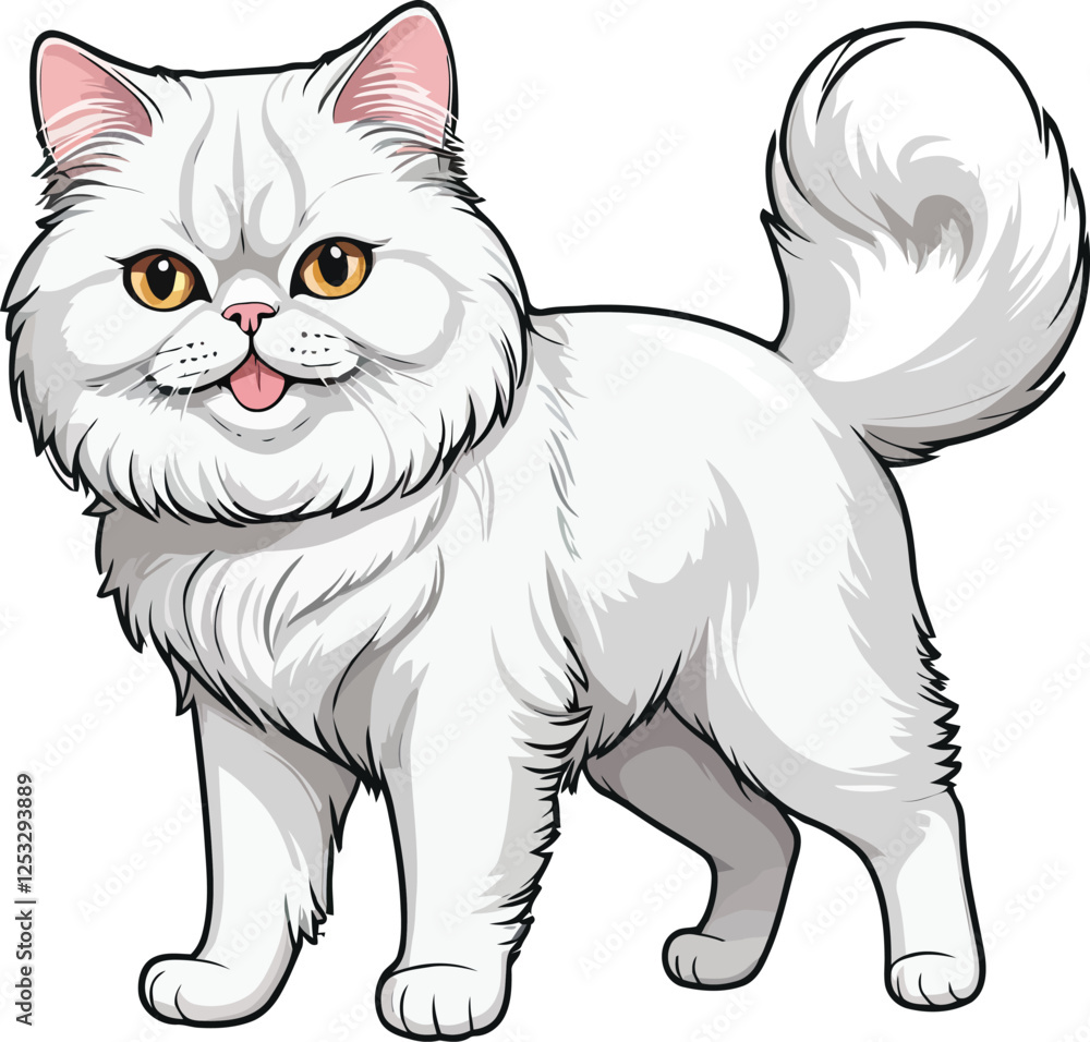 Obraz premium Persian Cat in Standing Pose Cute and Graceful Artwork