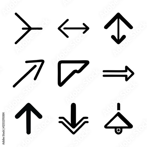 Simple arrow icon black logo set. Editable outline icon for direction, directional arrow, Vector illustration
