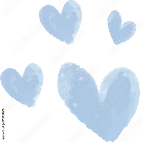 vector of colorful hearts, blue hearts, green hearts, pink hearts, red hearts, gray hearts and red broken heart.
