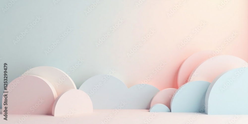 Fototapeta premium Pastel-Colored Abstract Shapes on a Soft Background, Ideal for Product Presentation or Design Inspiration