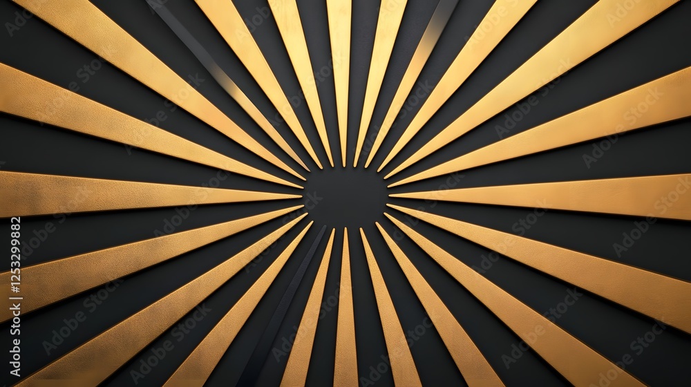 Obraz premium Luxurious Sunburst Pattern of Golden Rays Against a Sleek Dark Background