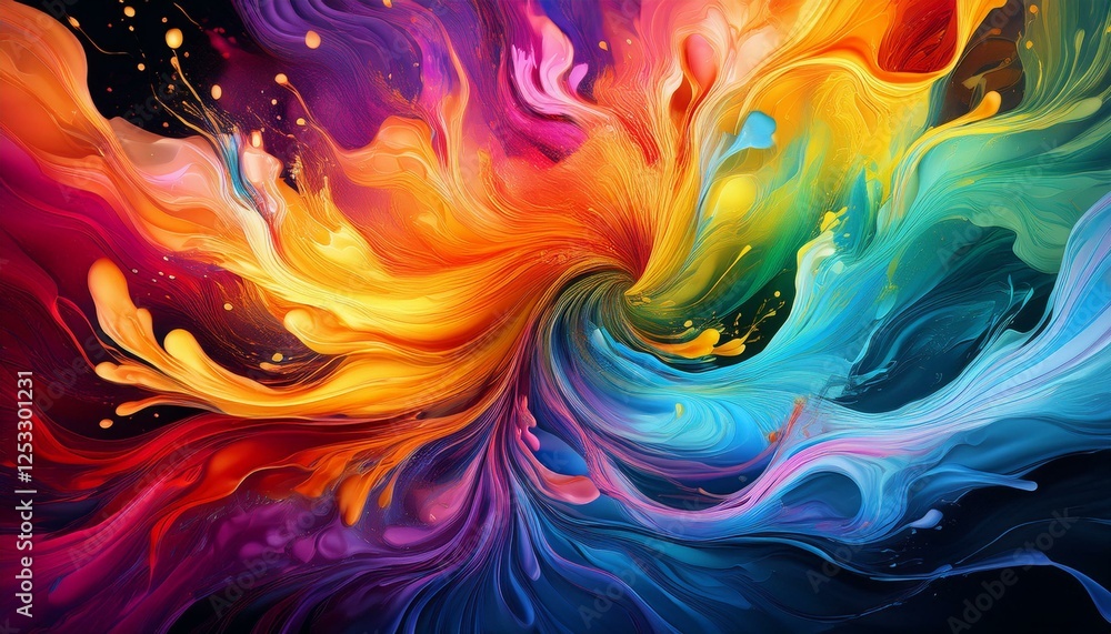 dynamic splash of vibrant rainbow colors in fluid motion creating a striking abstract art design for creative backgrounds and artistic projects dynamic splash of vibrant rainbow colors in fluid motion creating a striking abstract art design for creative backgrounds and artistic projects