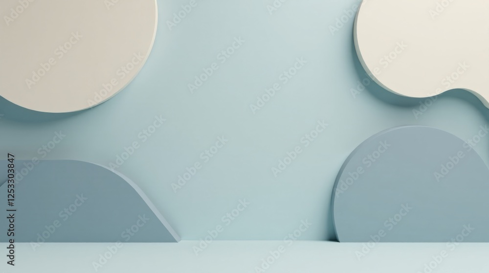 Abstract Pastel Shapes Minimalist Background Design Featuring Soft Blue and Cream Tones, Ideal for Product Presentation or Decorative Purposes Abstract Pastel Shapes Minimalist Background Design Featuring Soft Blue and Cream Tones, Ideal for Product Presentation or Decorative Purposes
