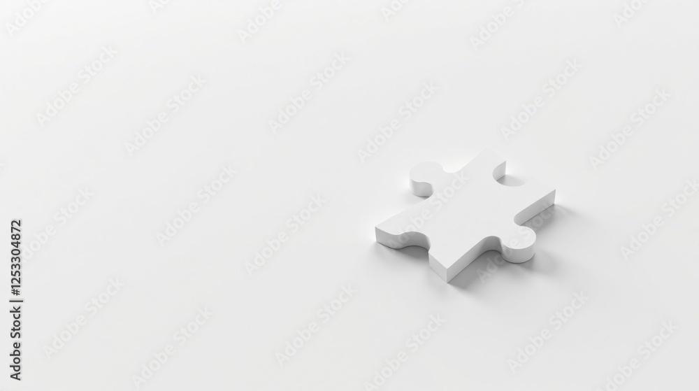 Single White Puzzle Piece on Plain Background A Symbol of Connection and Problem Solving Single White Puzzle Piece on Plain Background A Symbol of Connection and Problem Solving