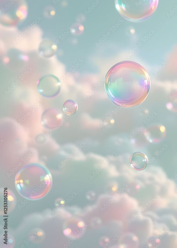 Pastel Clouds with Floating Bubbles Pastel Clouds with Floating Bubbles