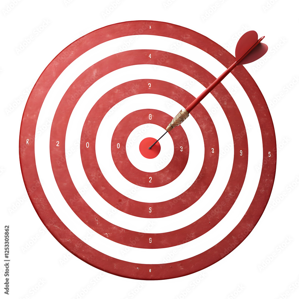 Red and white bullseye target isolated on a transparent background. Red and white bullseye target isolated on a transparent background.