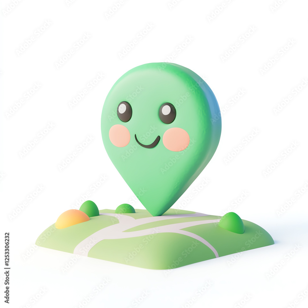 Fototapeta premium A cute and cheerful map pin icon designed in a cartoon style