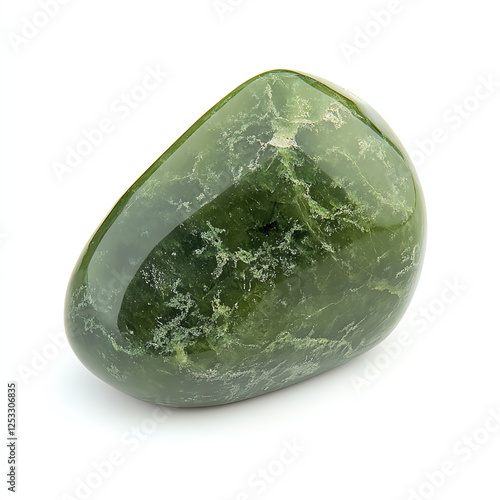 Obraz na płótnie A smooth, vibrant green stone showcasing the beauty of nature. This polished jade gem features intricate patterns and textures, perfect for accentuating any decorative space. w salonie
