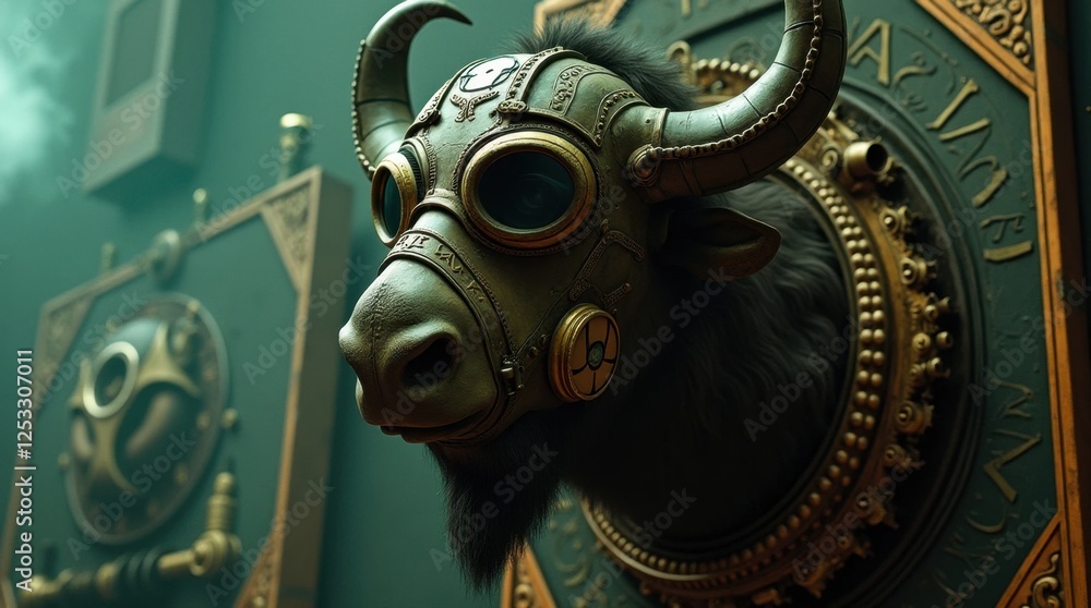 Fototapeta premium Steampunk Bison with Oversized Head