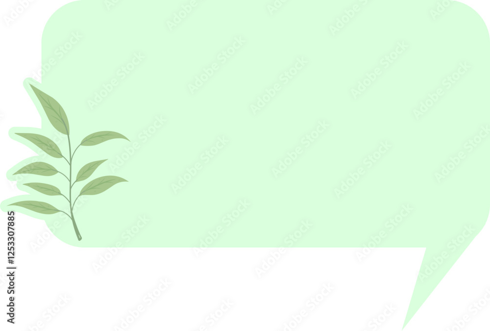 Obraz premium Green Speech Bubble with Leaf Illustration