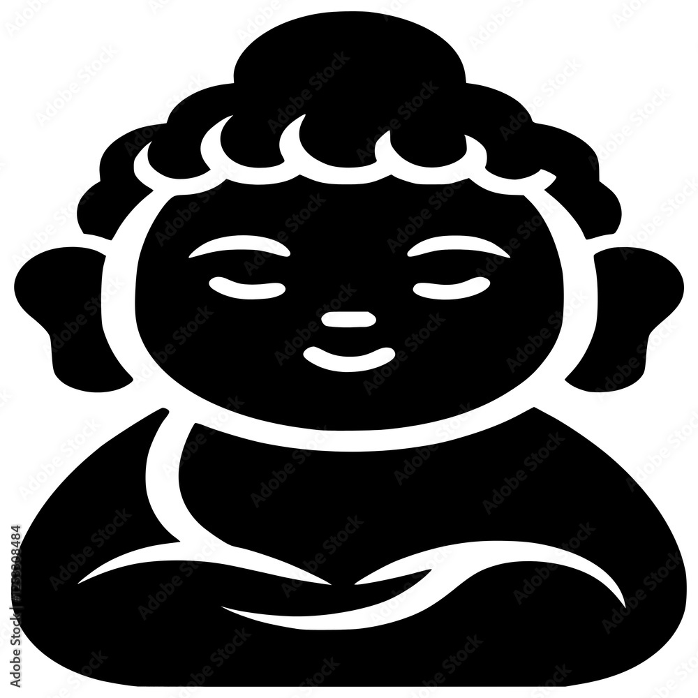 Serene Buddha Icon: A minimalist black and white icon depicting a serene Buddha figure in a meditative pose, radiating peace and tranquility. Perfect for app icons, websites, or spiritual designs. Serene Buddha Icon: A minimalist black and white icon depicting a serene Buddha figure in a meditative pose, radiating peace and tranquility. Perfect for app icons, websites, or spiritual designs.