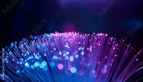 abstract blue purple particles of optical fiber