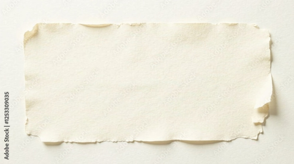 Obraz premium A Textured Off-White Rectangular Piece of Paper with Irregular, Tattered Edges, Ideal for Adding a Rustic or Vintage Feel to Designs