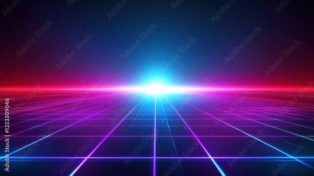 Neon Grid Horizon Synthwave Retro Futuristic Landscape Neon Grid Horizon Synthwave Retro Futuristic Landscape