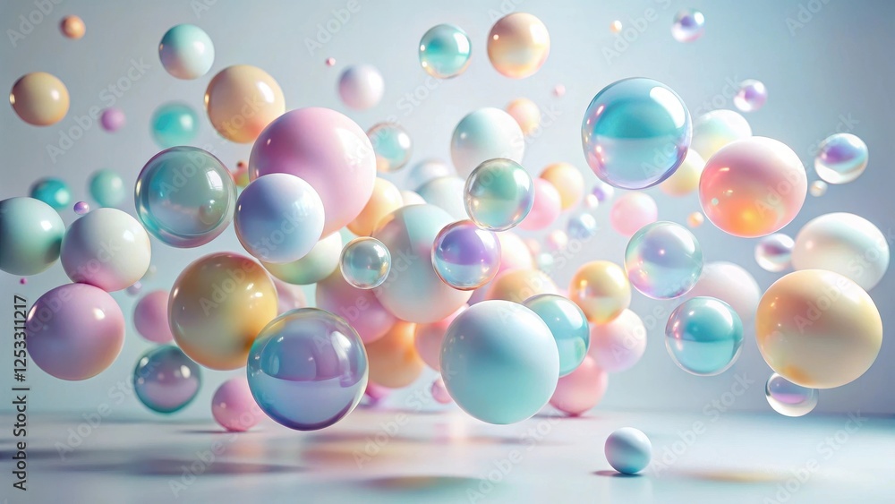Pastel Spheres Floating in Ethereal Light A Dreamlike Abstract Composition of Iridescent Bubbles Pastel Spheres Floating in Ethereal Light A Dreamlike Abstract Composition of Iridescent Bubbles