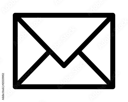 Bold, minimalist envelope icon; perfect for websites, apps, or presentations needing a clean, modern communication symbol.  High-contrast black and white design ensures readability.