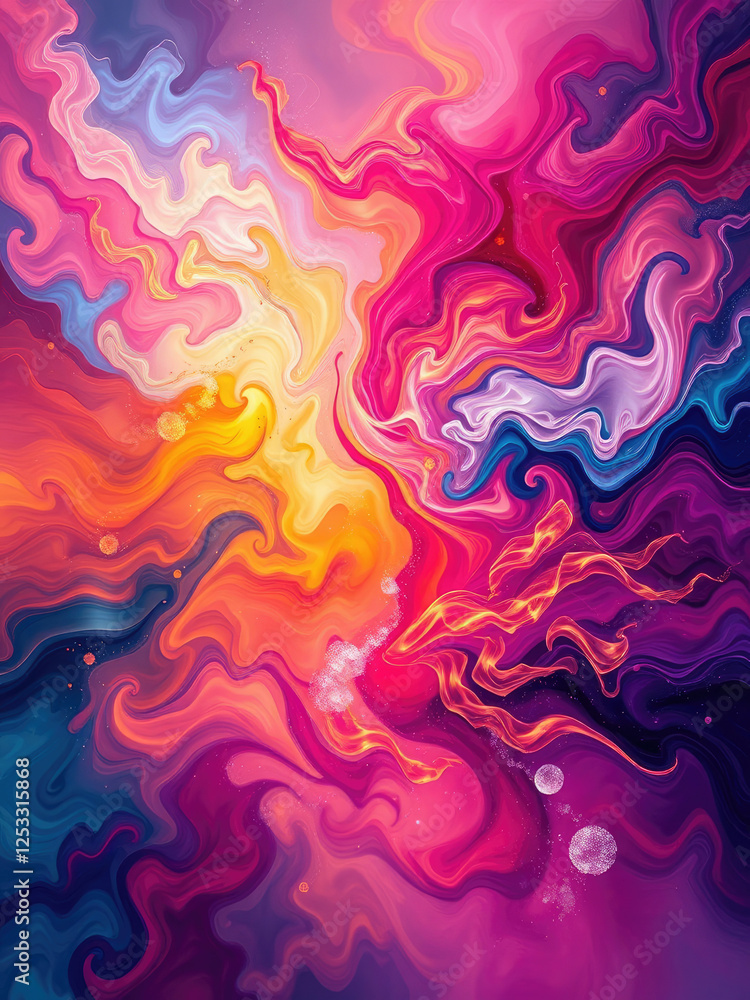 Fototapeta premium Intriguing mix of colors and elements like smoke, water, and fire in abstract background, elements, yan yang