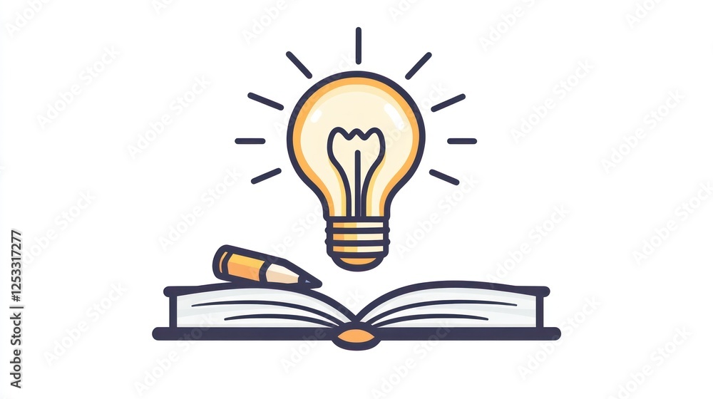 Open Book, Lightbulb, Idea, Learning, Knowledge, Vector Illustration, Educational Concept, Graphic Design Open Book, Lightbulb, Idea, Learning, Knowledge, Vector Illustration, Educational Concept, Graphic Design