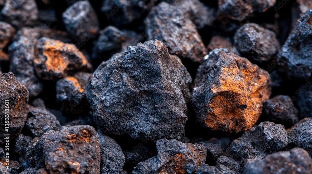 Fototapeta premium Closeup view of dark rocks