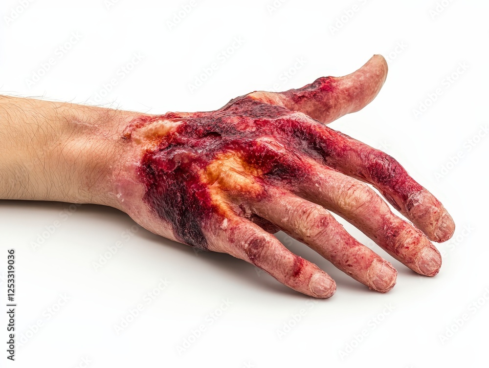 Realistic Wounded Hand with Blood and Skin Texture Close Up Realistic Wounded Hand with Blood and Skin Texture Close Up