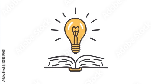 Open book with idea light bulb; education, learning photo