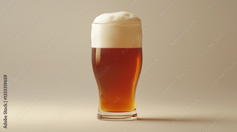 A glass of beer with foam on a dark background, filled with golden liquid and bubbles A glass of beer with foam on a dark background, filled with golden liquid and bubbles
