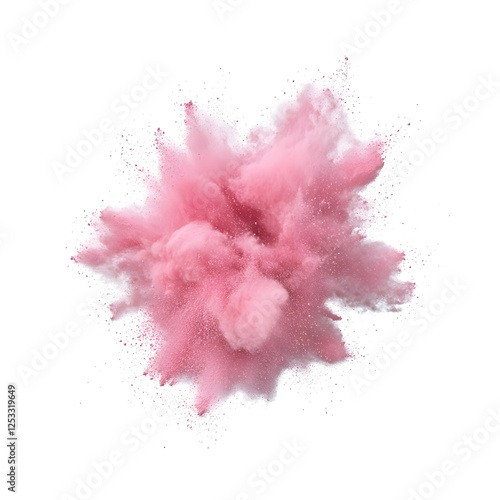Explosive Pink Powder Burst on White Background