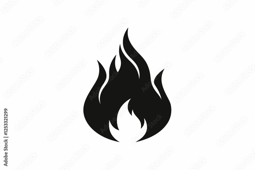 Fire Silhouette Vector Icon - Flame Black Symbol, Fire icon logo collection. Fire Silhouette Vector Icon - Flame Black Symbol, Fire icon logo collection.
