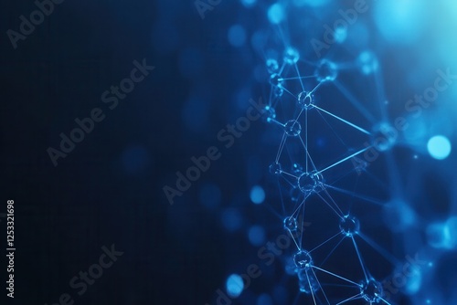 Molecular structure in blue science background .