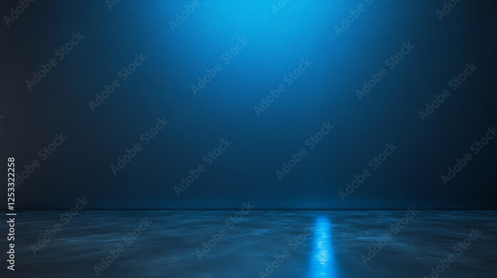 Fototapeta premium Serene Blue Light Illuminates Empty Studio Space. AI Generated