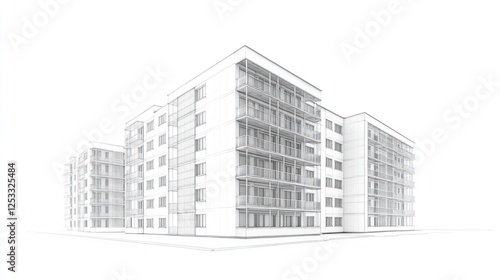 Architectural drawing of modern apartment building photo