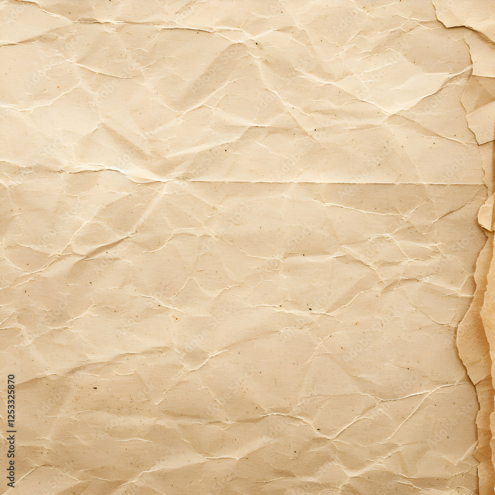 Fototapeta premium Crumpled Vintage Paper Texture. Brown Grunge Background