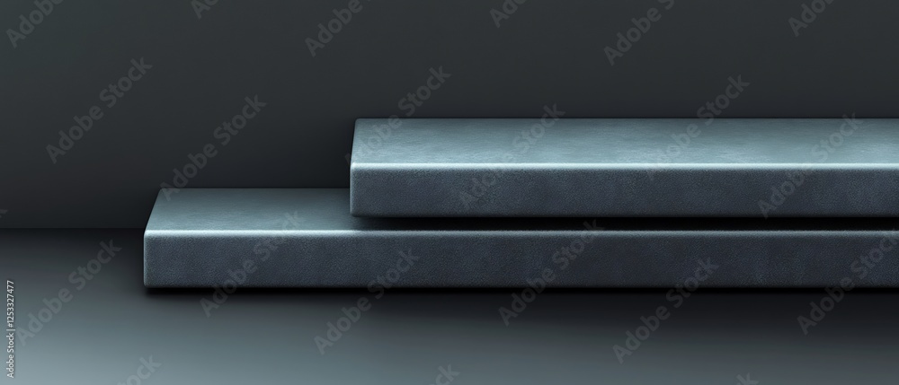 Obraz premium Stacked Metal Blocks Dark Moody Ambiance. AI Generated