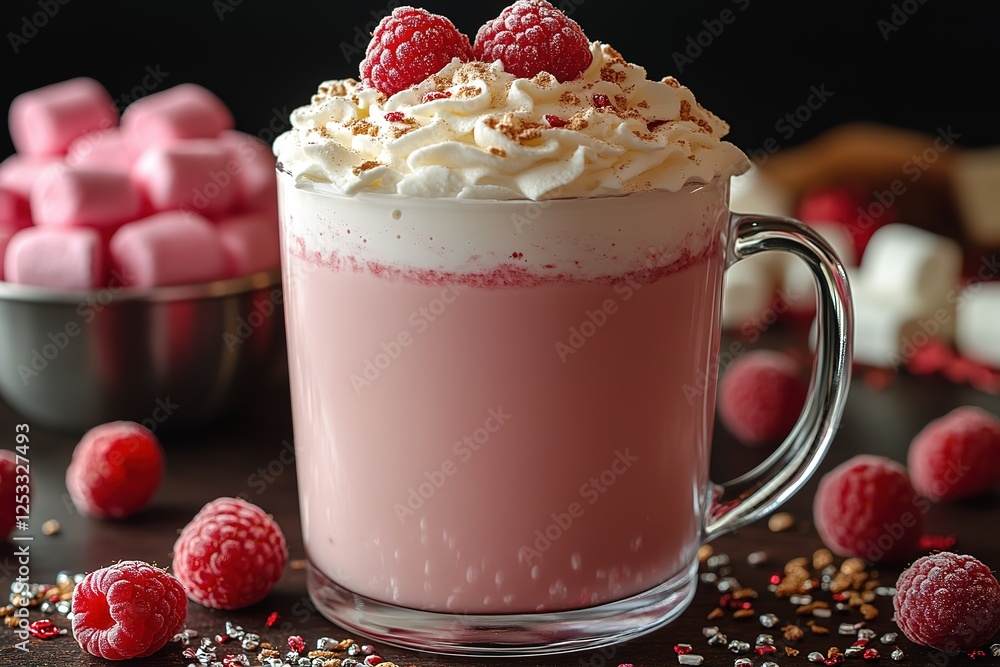 Indulgent raspberry hot chocolate with whipped cream and sprinkles perfect for a cozy treat Rich creamy and festive! Indulgent raspberry hot chocolate with whipped cream and sprinkles perfect for a cozy treat Rich creamy and festive!