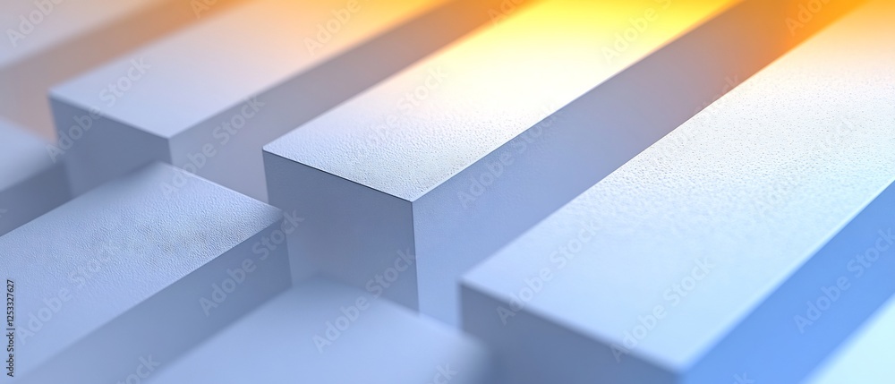 Abstract Cool-toned Blocks Gently Ascending Warm Light. AI Generated Abstract Cool-toned Blocks Gently Ascending Warm Light. AI Generated