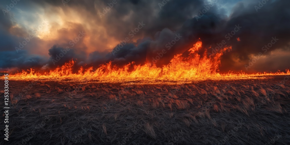 Firestorm Sweeping Across a Barren Landscape Firestorm Sweeping Across a Barren Landscape