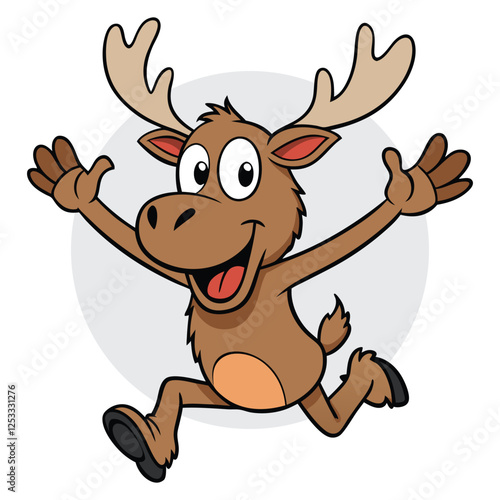 A happy moose's jumping with joy