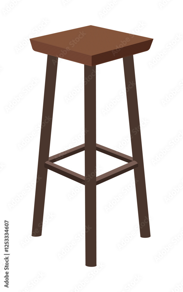 Minimalist wooden bar stool with square seat and sturdy four-legged design Minimalist wooden bar stool with square seat and sturdy four-legged design