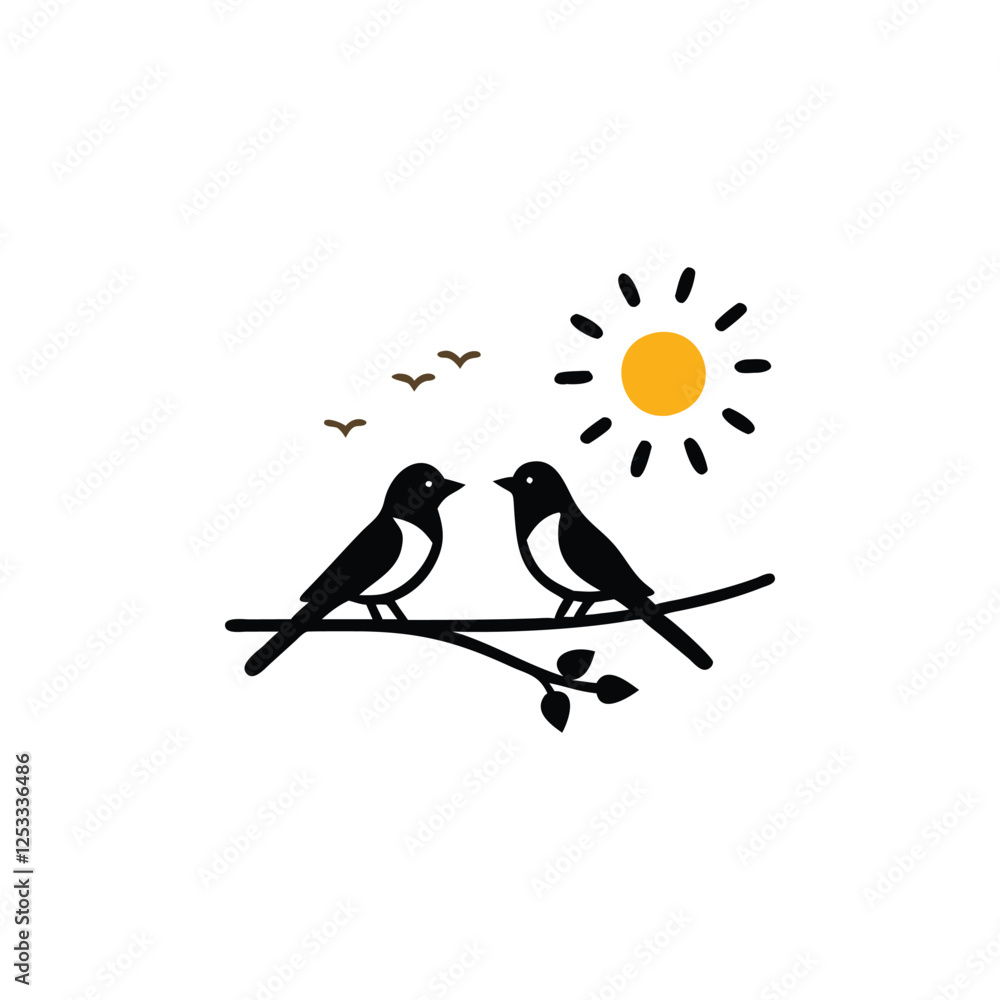 Fototapeta premium bird, animal, illustration, vector, tree, nature, branch, birds, silhouette, winter, bullfinch, 