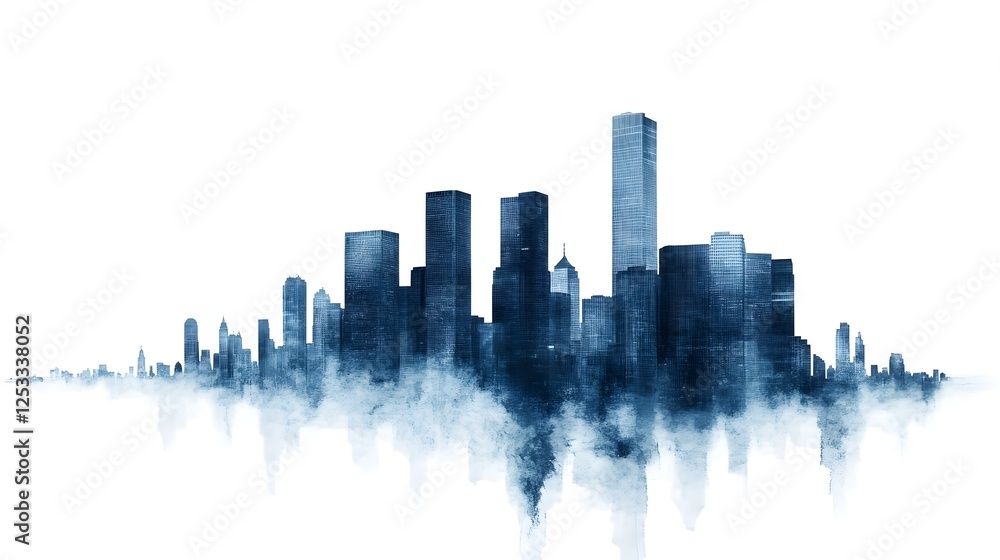 Fototapeta premium Abstract City Skyline in Cool Blue Tones with Modern Textures