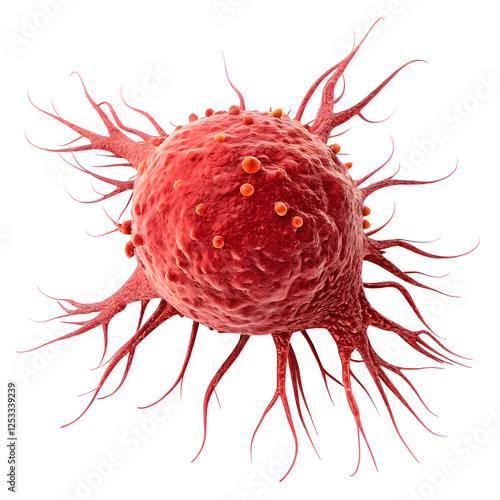 Red cancer cell isolated on a transparent background.