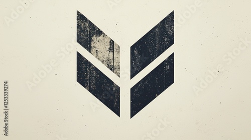 Distressed Geometric Arrow Icon on Cream Background with Grainy Texture