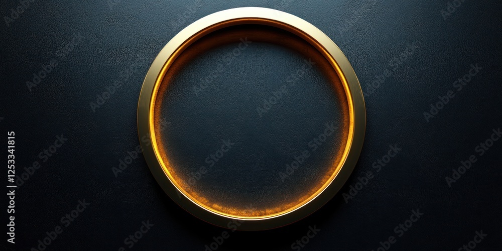 Illuminated Golden Circle on Dark Background: Abstract Minimalist Design Illuminated Golden Circle on Dark Background: Abstract Minimalist Design