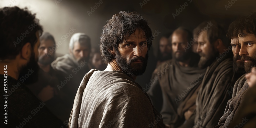 Obraz premium The disciples discuss Jesus' crucifixion in the upper room